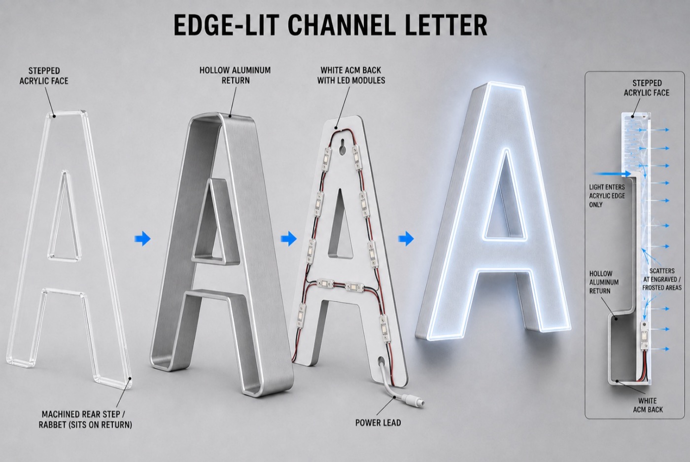 Edge-Lit vs. Side-Lit Channel Letters