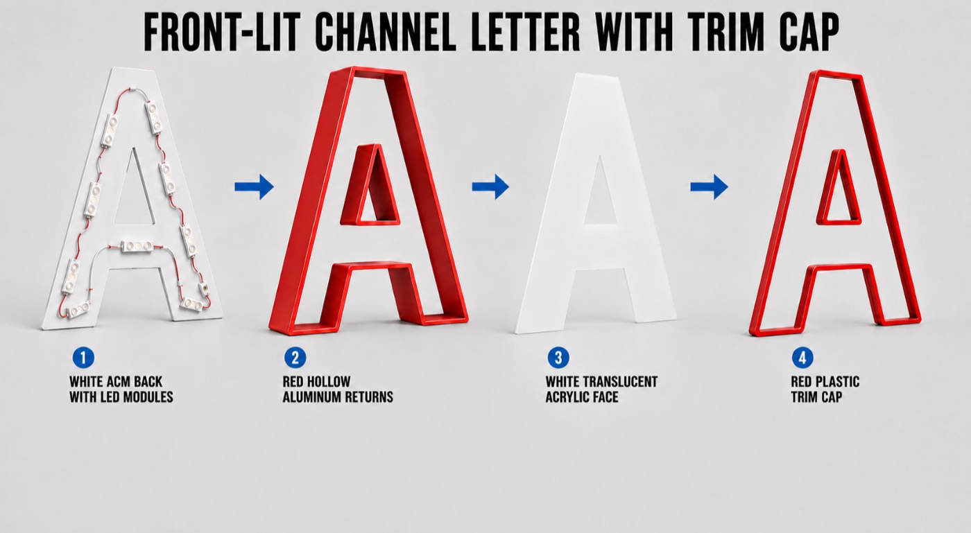 Aluminum Trim vs. Plastic Trim Cap Channel Letters