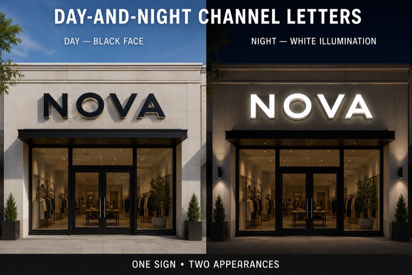 Day-and-Night Channel Letters: Dual-Color LED Signage for 24/7 Brand Visibility
