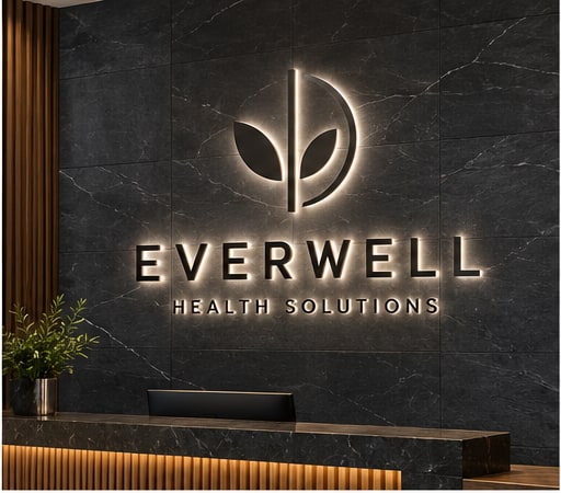 Halo-lit letters with a soft glow in a premium reception area