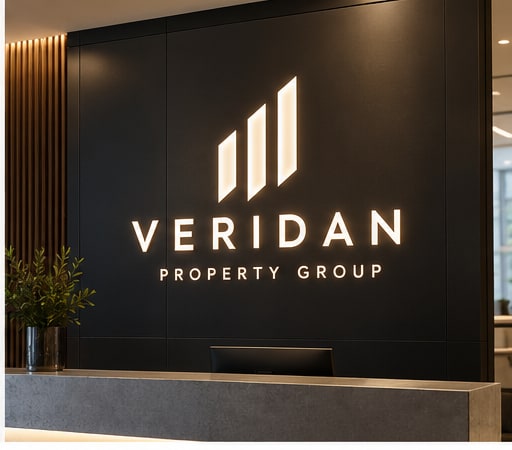 Illuminated push-through letters in a reception area